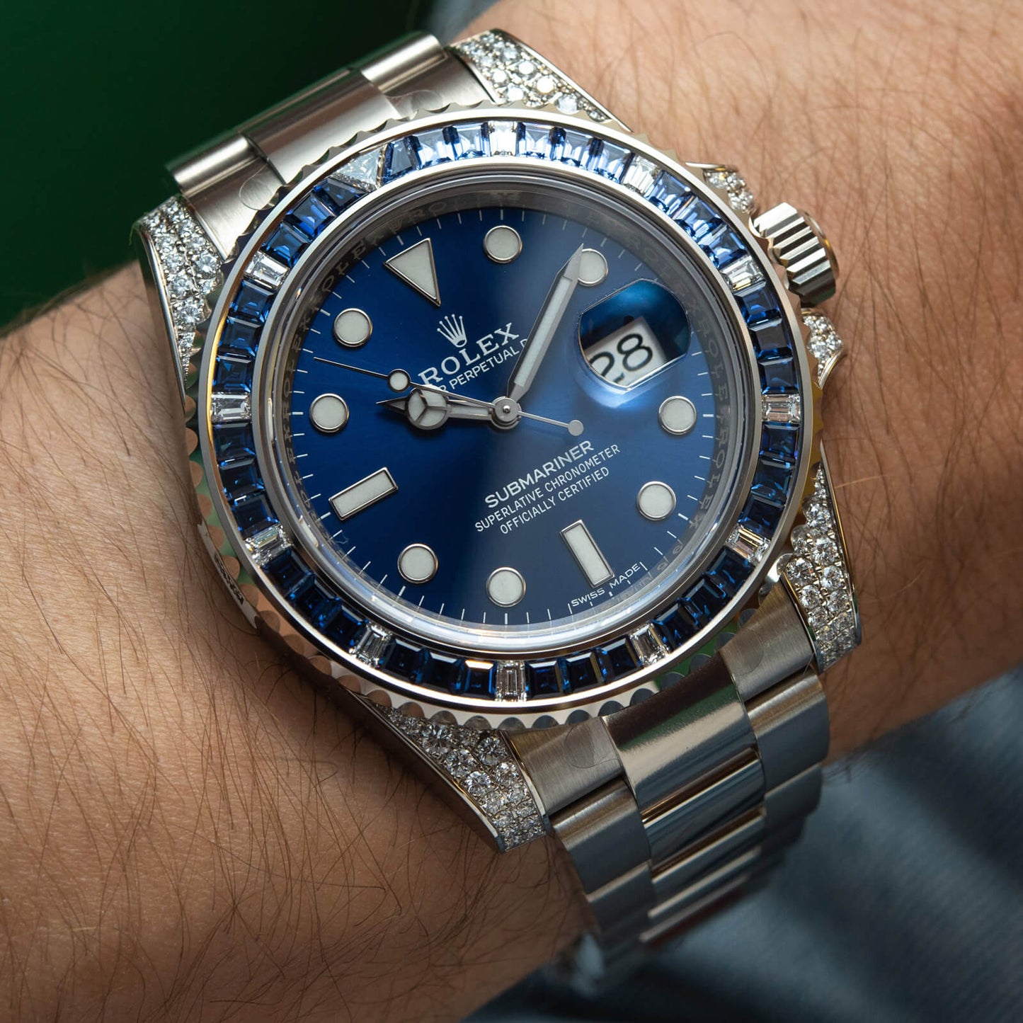 Rlx Submariner Date 116659 SABR 18K White Gold Diamonds Sapphires UNWORN