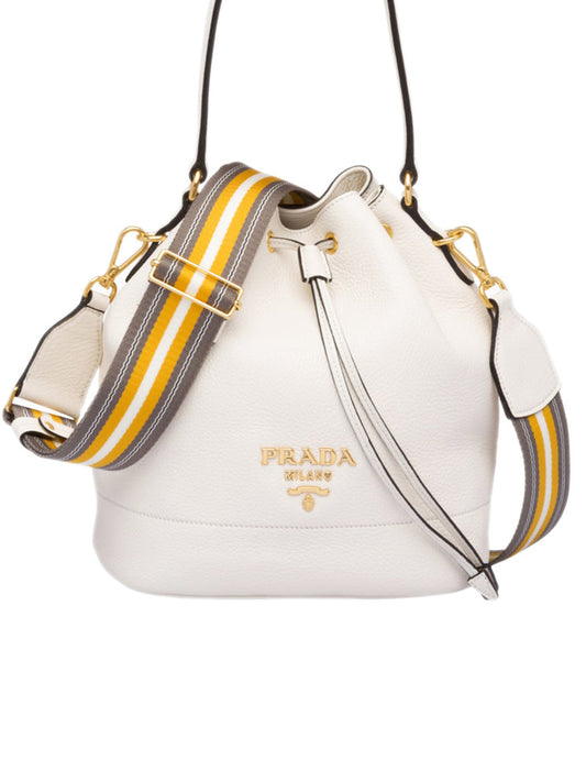 PP Leather Bucket Bag in White