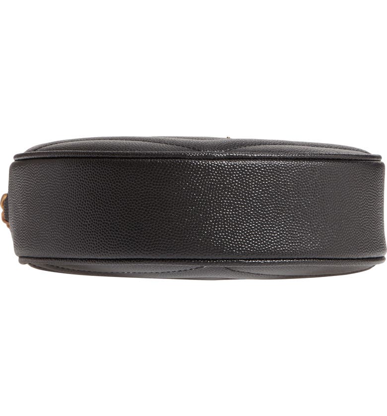 Y Vinyle Round Camera Bag in Chevron-Quilted Grain de Poudre Embossed Leather