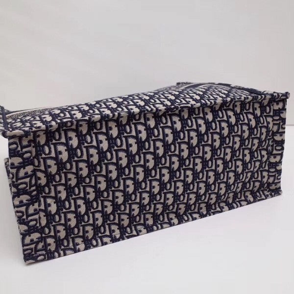 D Book Tote Bag In Blue Oblique Canvas