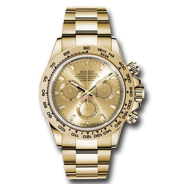 RLX Cosmograph Daytona Champagne Dial 18kt Yellow Gold Oyster bracelet Men's Watch 116508-0003