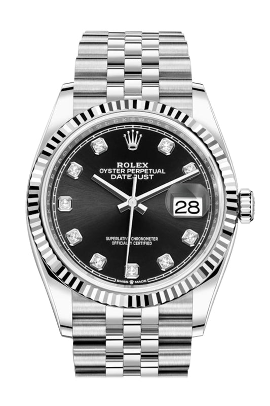 Rlx Datejust 36 Black Diamond Dial Automatic Jubilee Watch 126234