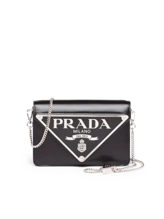 PP Brushed Leather Shoulder Bag in Black