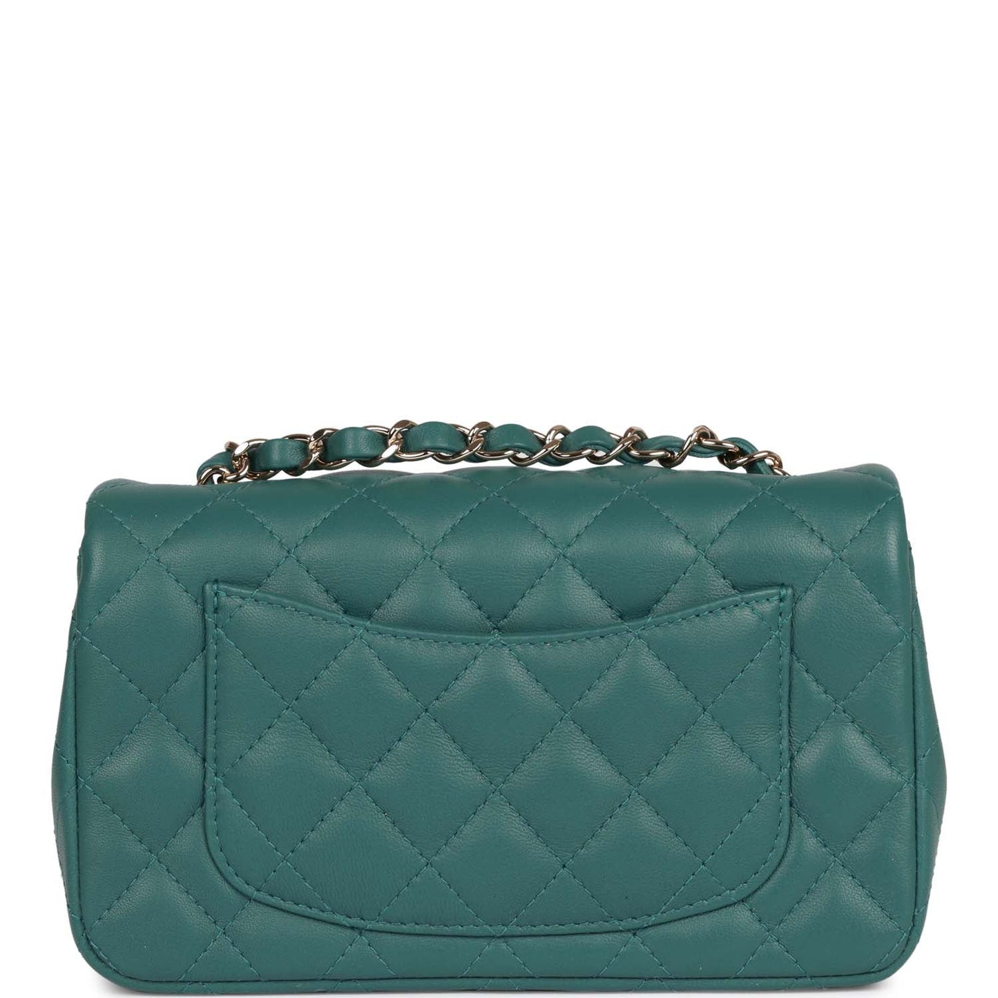 CC Mini Rectangular Flap Bag Green Lambskin Light Gold Hardware