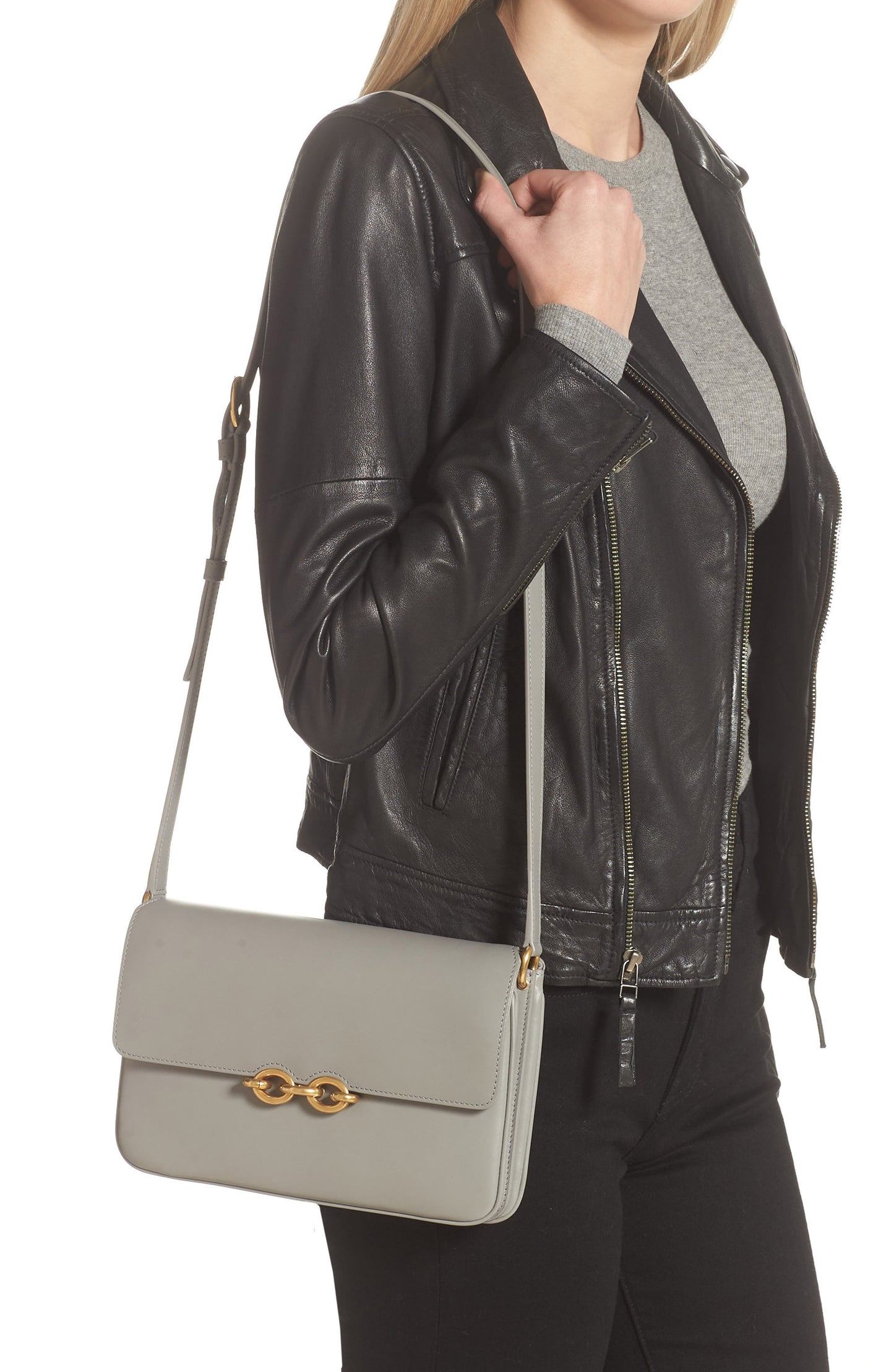 Y Le Maillon Satchel in Smooth Leather in Grey