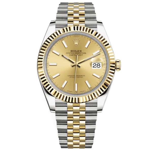 Rlx Oyster Perpetual Datejust 41 Watch, champagne dial, Fluted bezel, Two-tone Jubilee bracelet