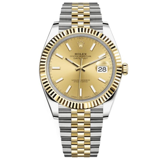 Rlx Oyster Perpetual Datejust 41 Watch, champagne dial, Fluted bezel, Two-tone Jubilee bracelet