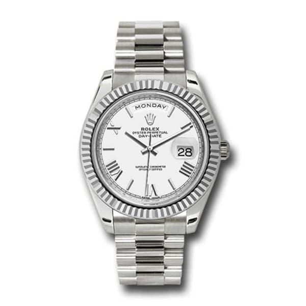 RLX Day-Date 40 Presidential White dial, Fluted Bezel, President bracelet, White gold Watch