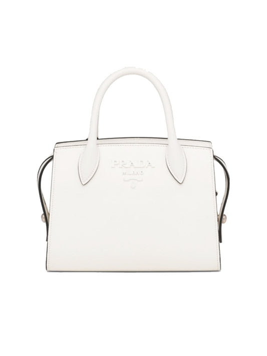 PP Saffiano Leather PP Monochrome Bag in White