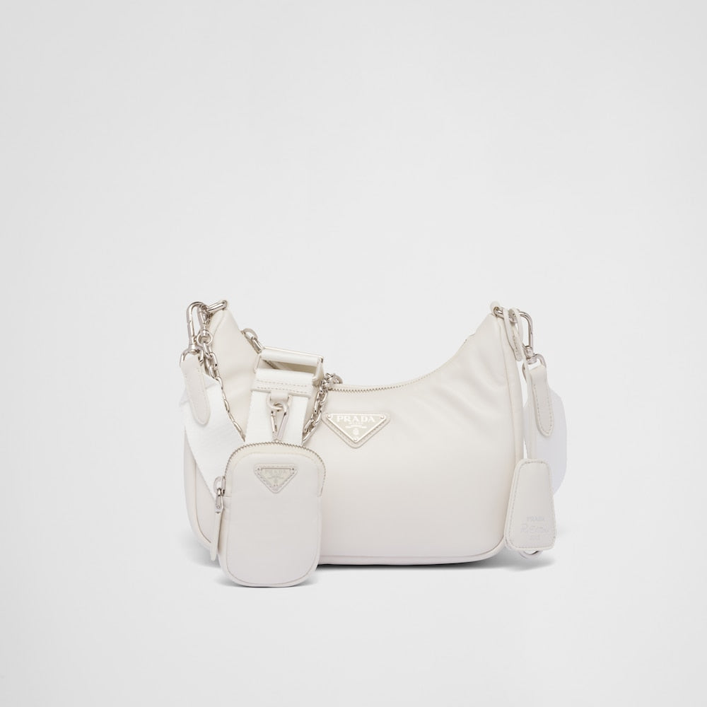 Padded nappa-leather PP Re-Edition shoulder bag - White