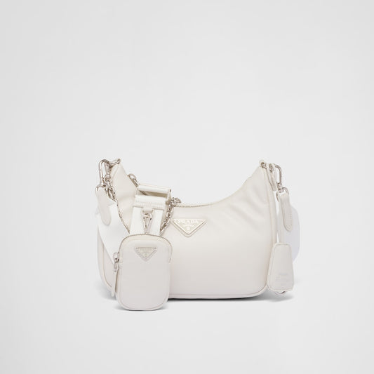 Padded nappa-leather PP Re-Edition shoulder bag - White