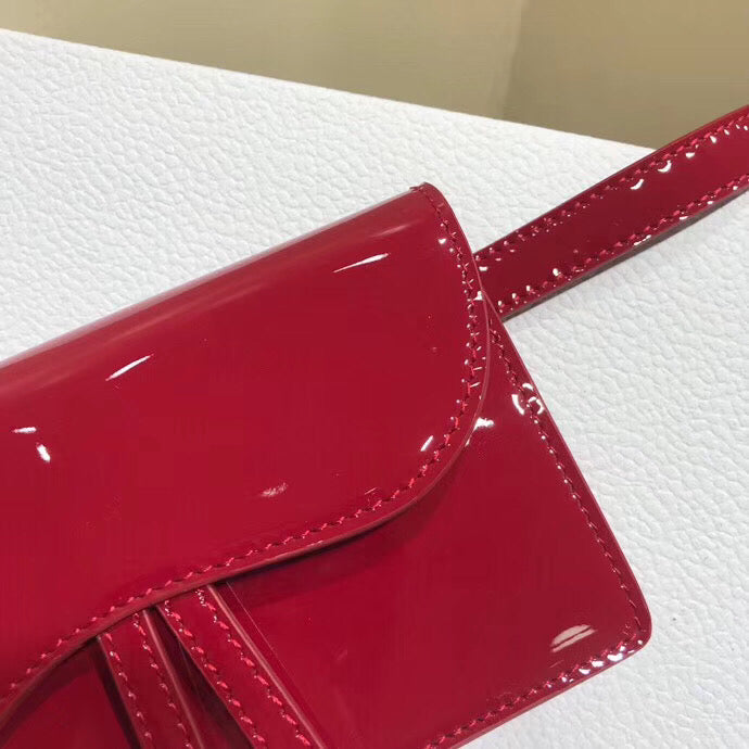 D Saddle Belt Bag In Red Patent Leather