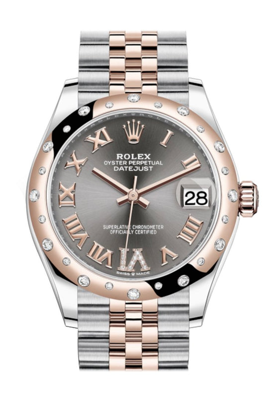 Rlx Datejust 31 Rhodium Large VI Diamonds Dial Diamond Bezel Jubilee Rose Gold Two Tone Watch 278341RBR 278341