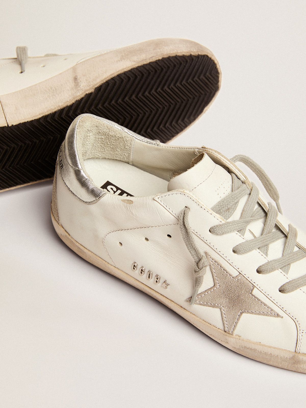 GG Sup-S sneakers with silver-coloured heel tab and metal stud lettering
