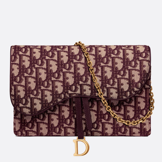 D Bordeaux Oblique Saddle Chain Clutch