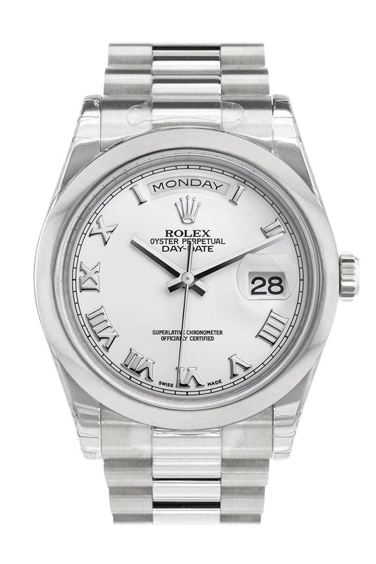 RLX Day Date 36 White Roman Dial President Men's Watch 118206