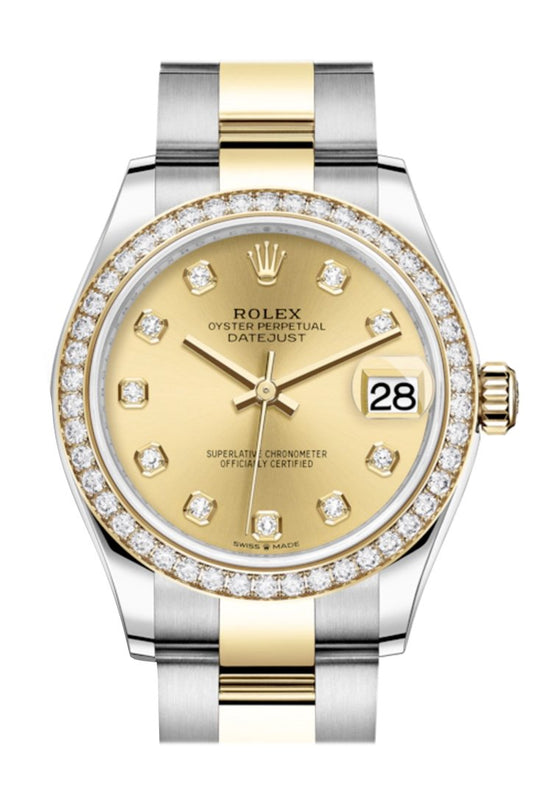 Rlx Datejust 31 Champagne Diamonds Dial Diamond Bezel Yellow Gold Two Tone Watch 278383RBR 278383