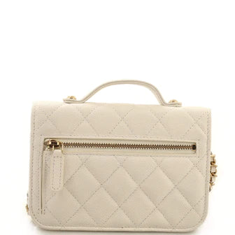CC Business Affinity Flap Clutch with Chain Quilted Caviar