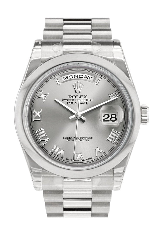 RLX Day Date 36 Rhodium Roman Dial President Men's Watch 118206