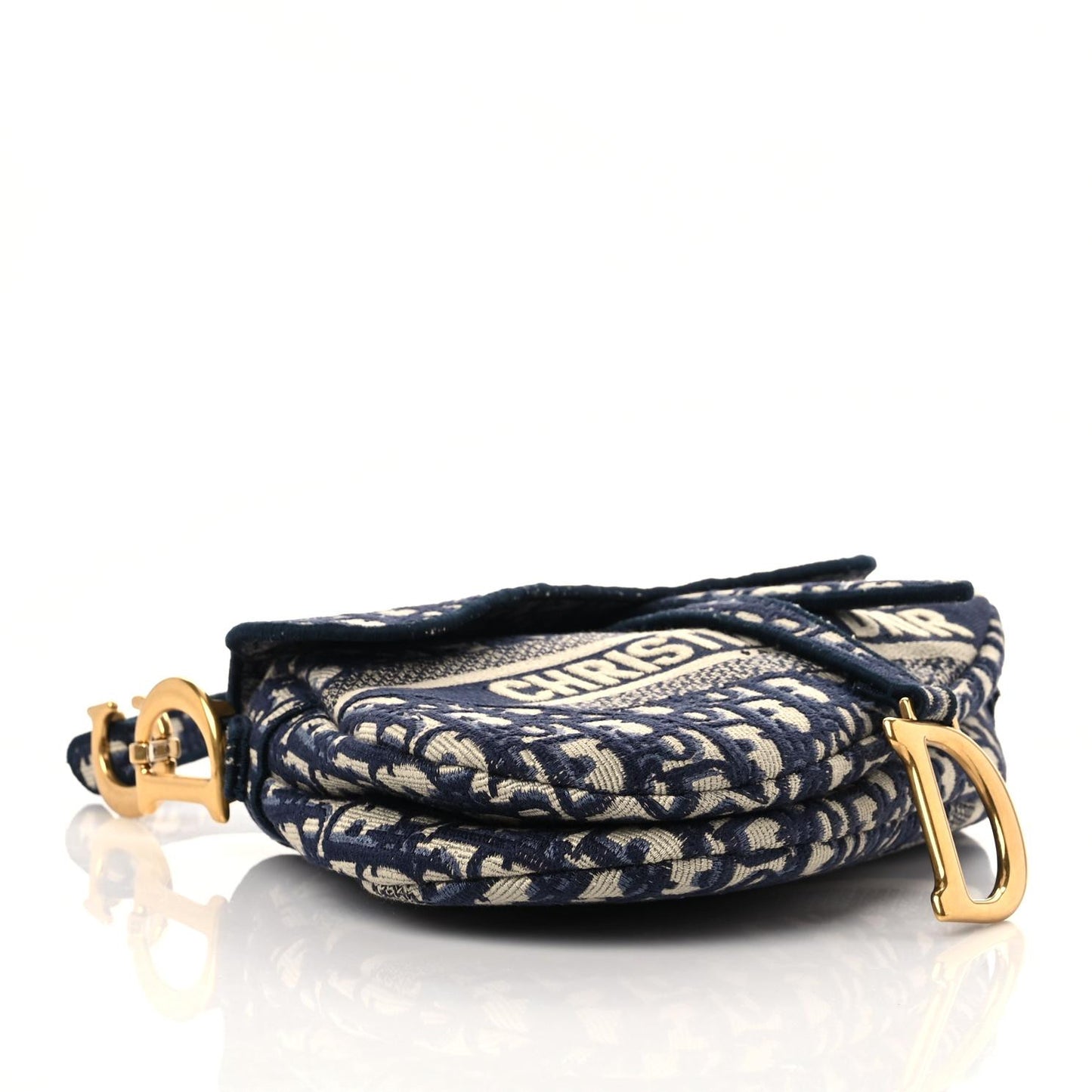 CHRISTIAN D Oblique Embroidered Saddle Bag Blue