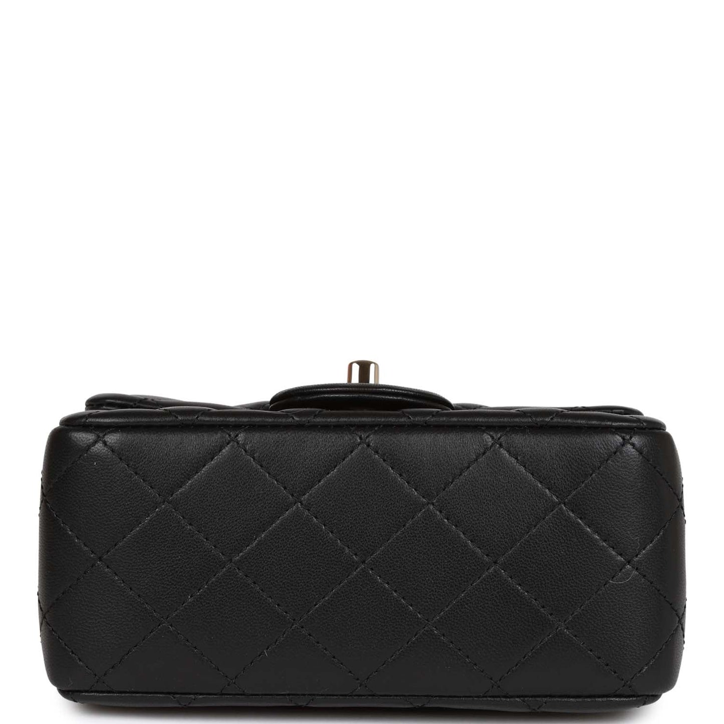 CC Pearl Crush Mini Square Flap Bag Black Lambskin Light Gold Hardware