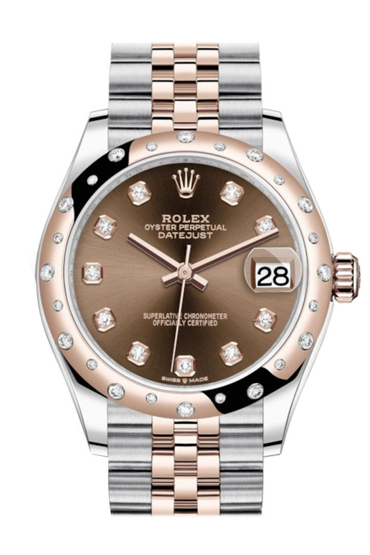 Rlx Datejust 31 Chocolate Diamonds Dial Diamond Bezel Jubilee Rose Gold Two Tone Watch 278341RBR 278341