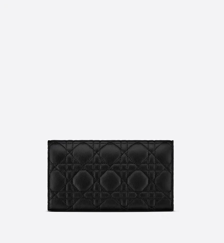 D CARO WALLET Black Supple Cannage Calfskin