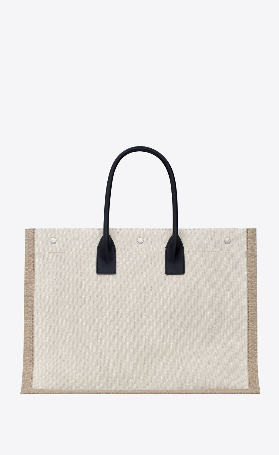 Y RIVE GAUCHE LARGE TOTE BAG IN PRINTED CANVAS AND LEATHER
