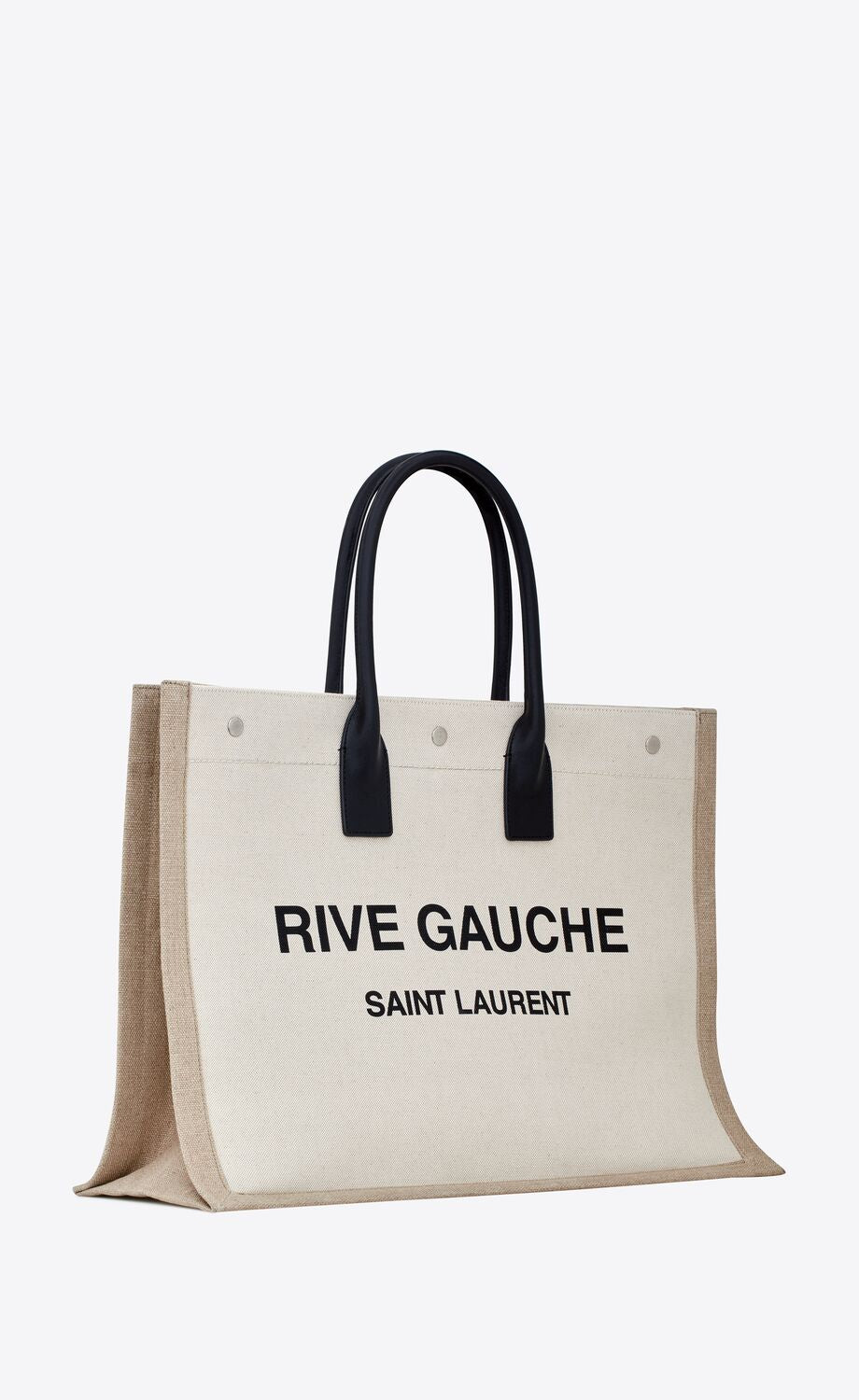 Y RIVE GAUCHE LARGE TOTE BAG IN PRINTED CANVAS AND LEATHER