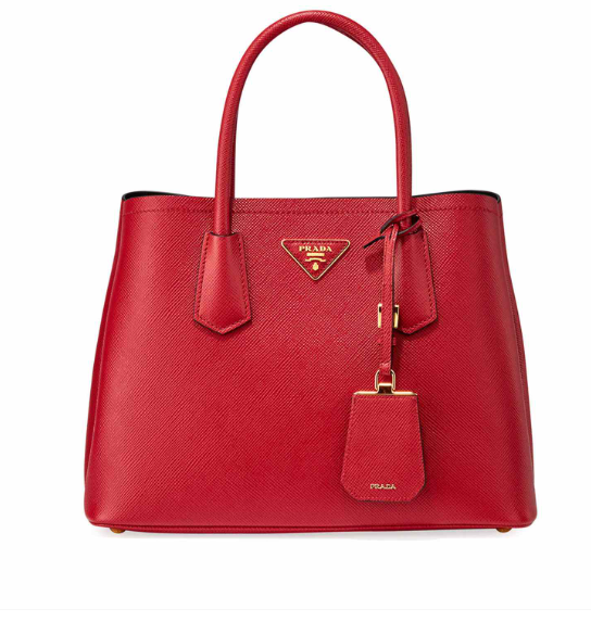 PP Small Saffiano Leather Double PP Bag in Black