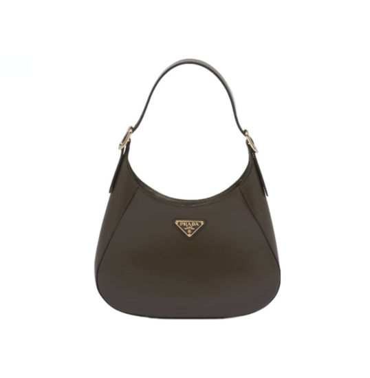 PP leather shoulder bag with topstitching - Military Green/Black/White/Pink