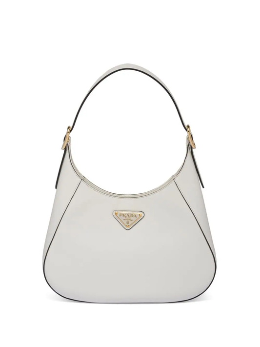 PP leather shoulder bag with topstitching - Military Green/Black/White/Pink