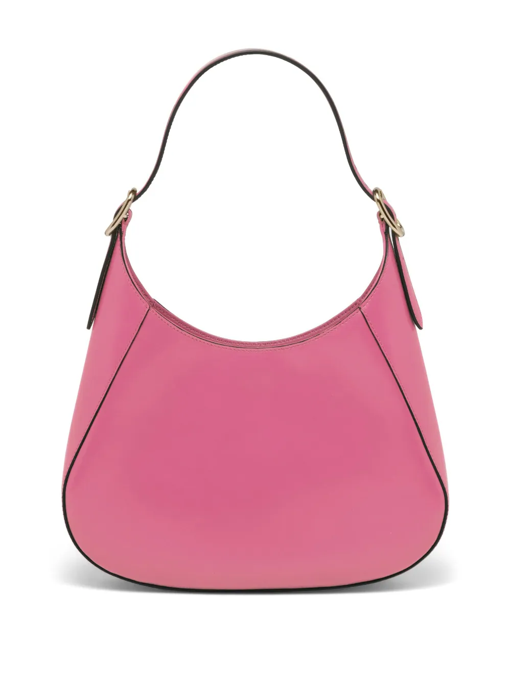 PP leather shoulder bag with topstitching - Military Green/Black/White/Pink