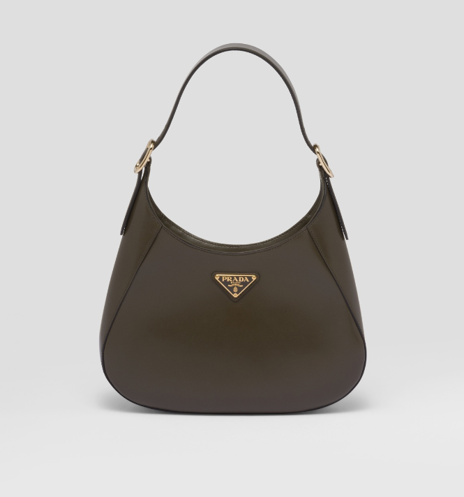 PP leather shoulder bag with topstitching - Military Green/Black/White/Pink