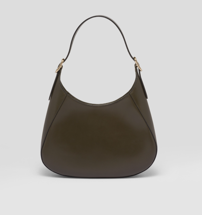 PP leather shoulder bag with topstitching - Military Green/Black/White/Pink