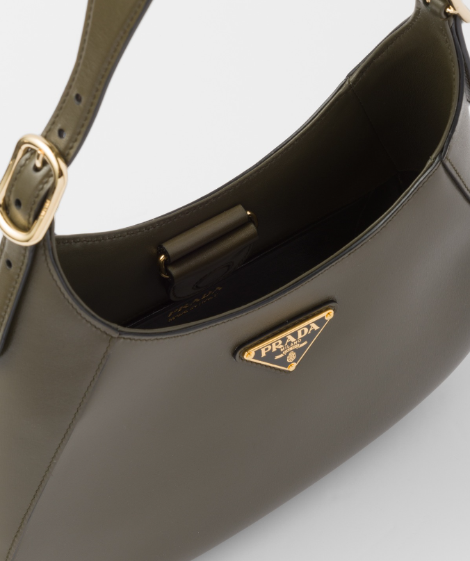 PP leather shoulder bag with topstitching - Military Green/Black/White/Pink