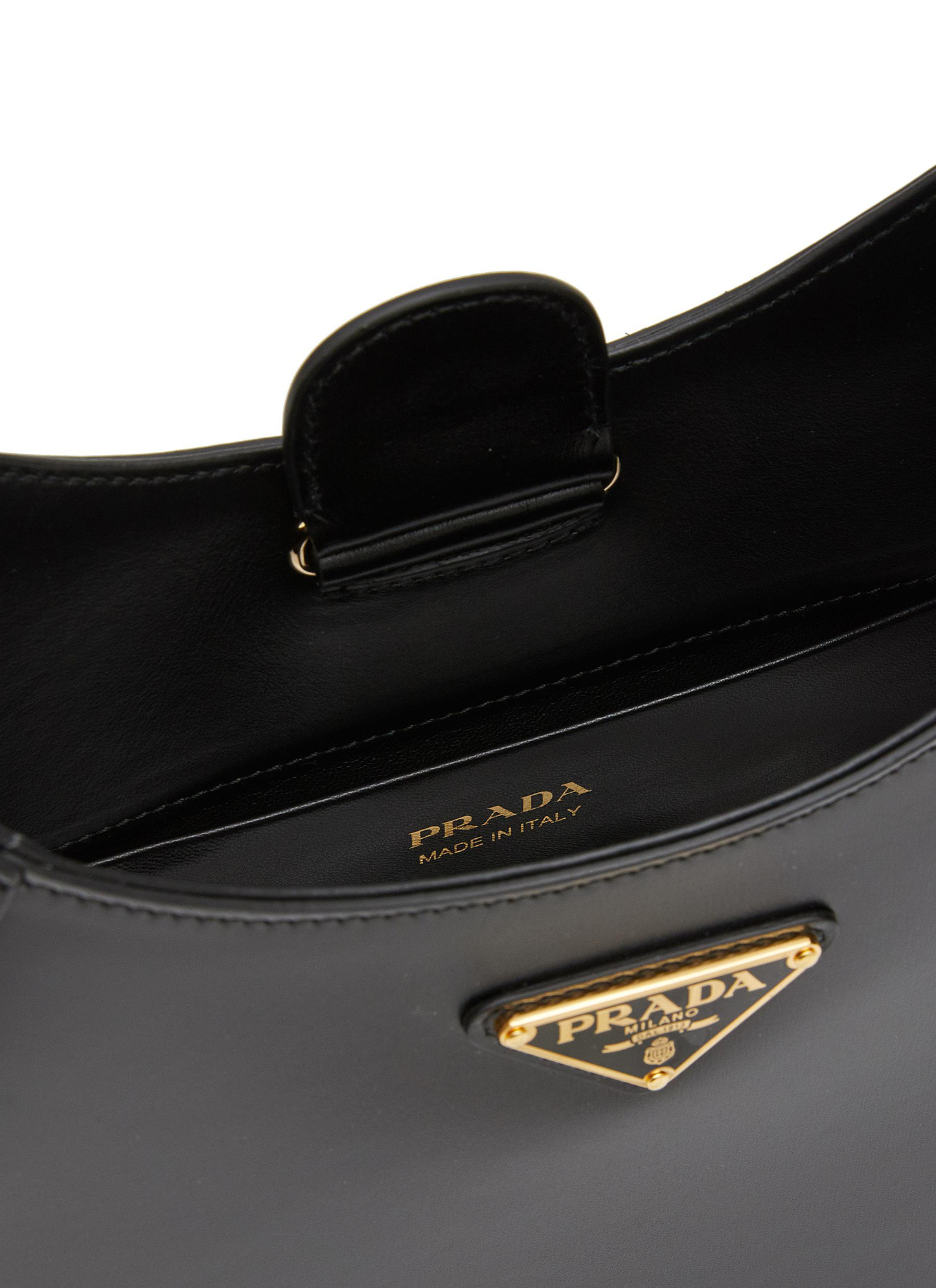 PP leather shoulder bag with topstitching - Military Green/Black/White/Pink