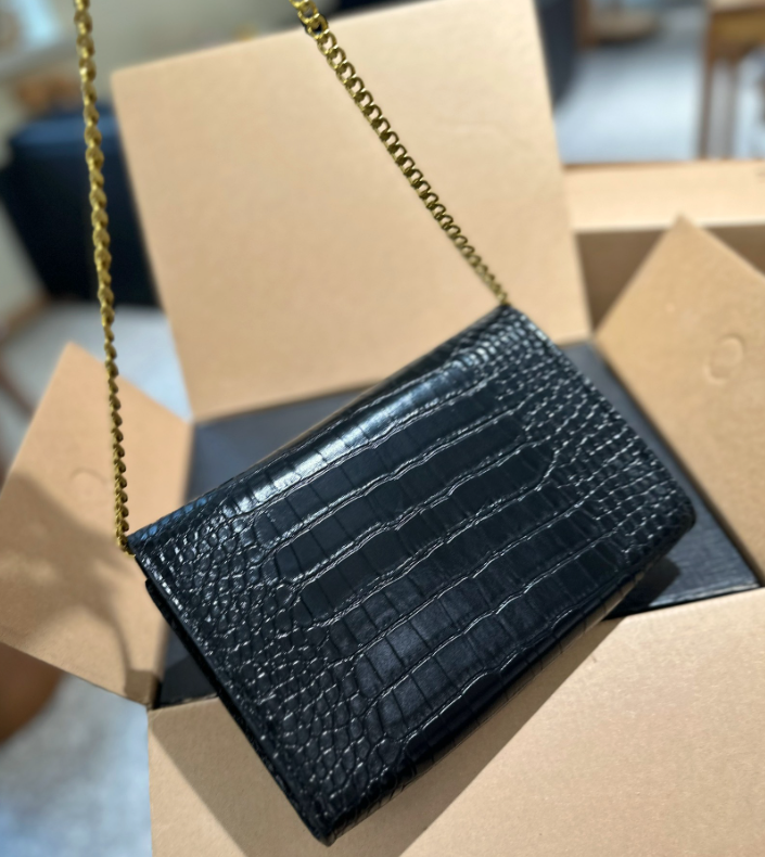 Y Uptown Leather Clutch  White