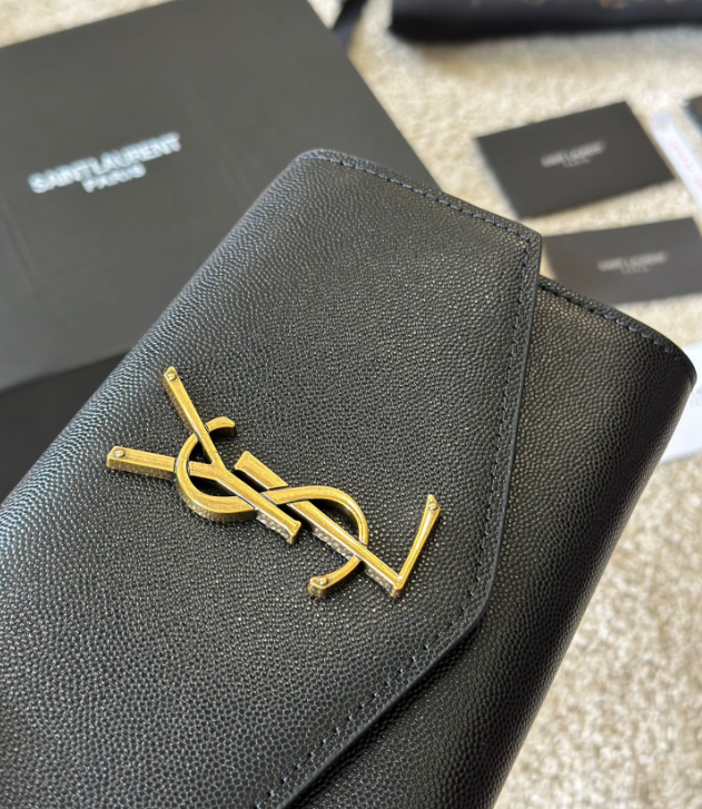 Y Uptown Leather Clutch  White