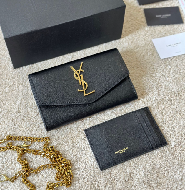 Y Uptown Leather Clutch  White