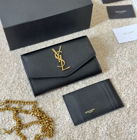 Y Uptown Leather Clutch  White