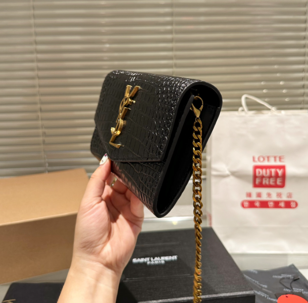 Y Uptown Leather Clutch  White