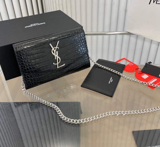 Y Uptown Leather Clutch  White