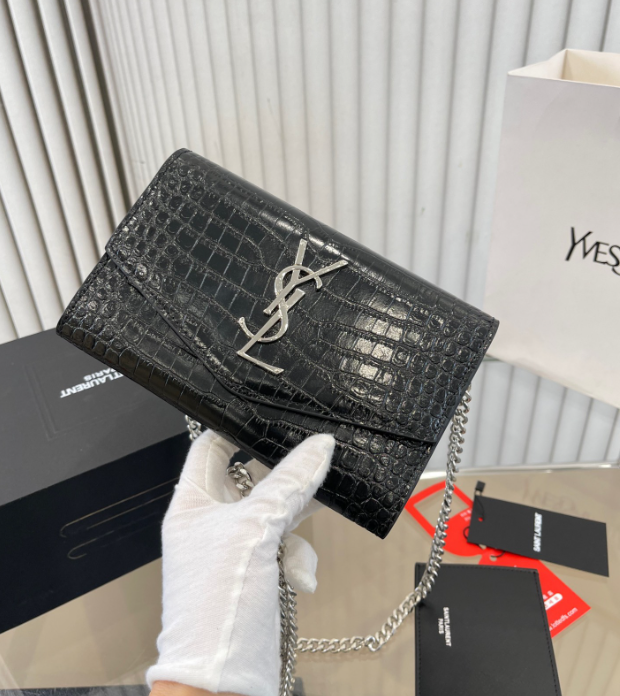 Y Uptown Leather Clutch  White