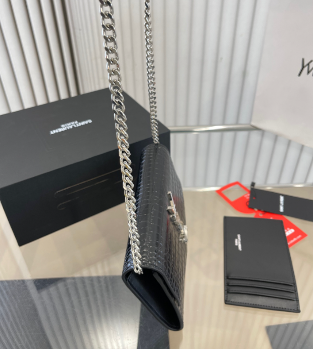 Y Uptown Leather Clutch  White