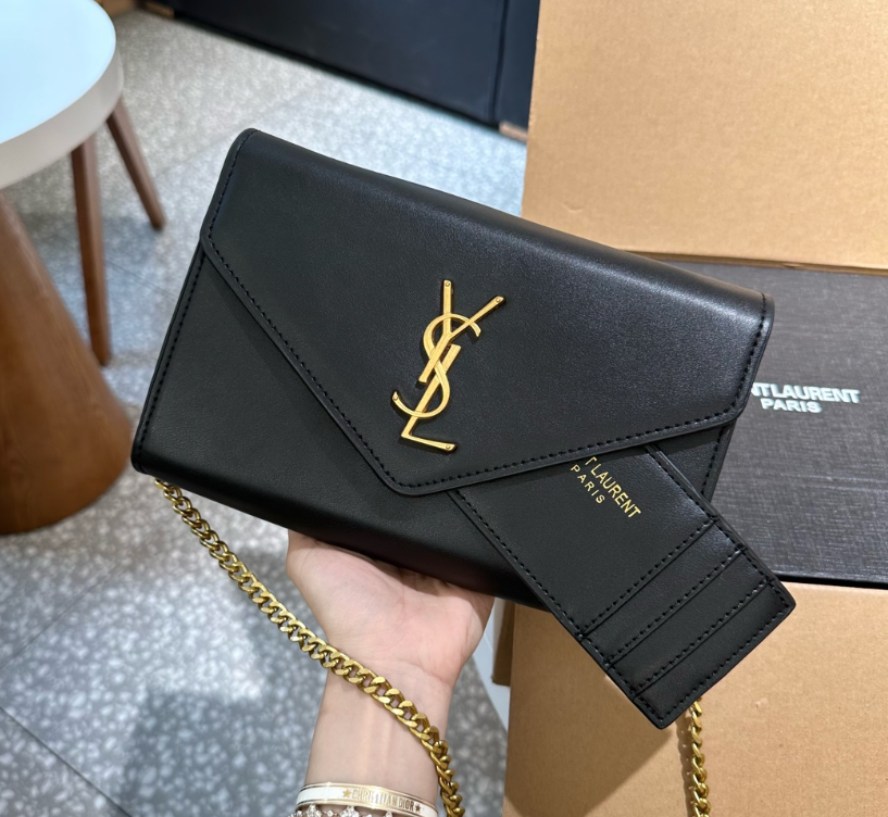 Y Uptown Leather Clutch  White