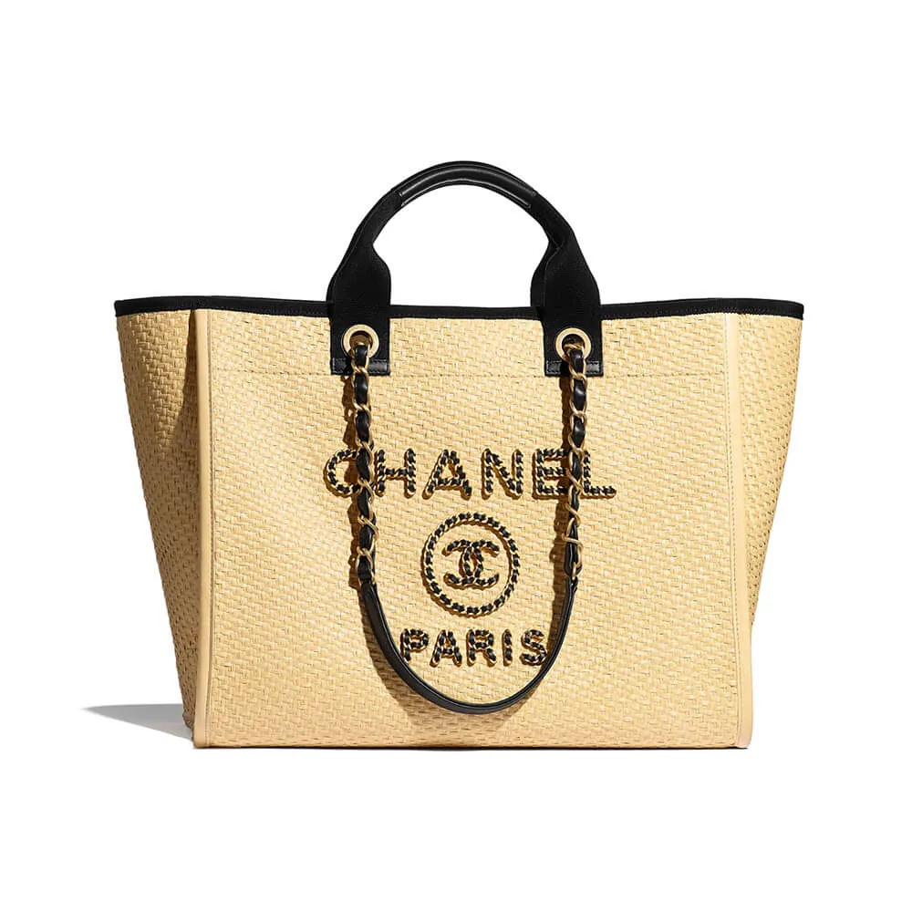 CC Deauville Tote Woven Chain Leather Logo 21S