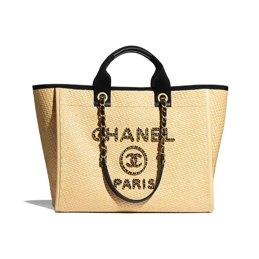 CC Deauville Tote Woven Chain Leather Logo 21S
