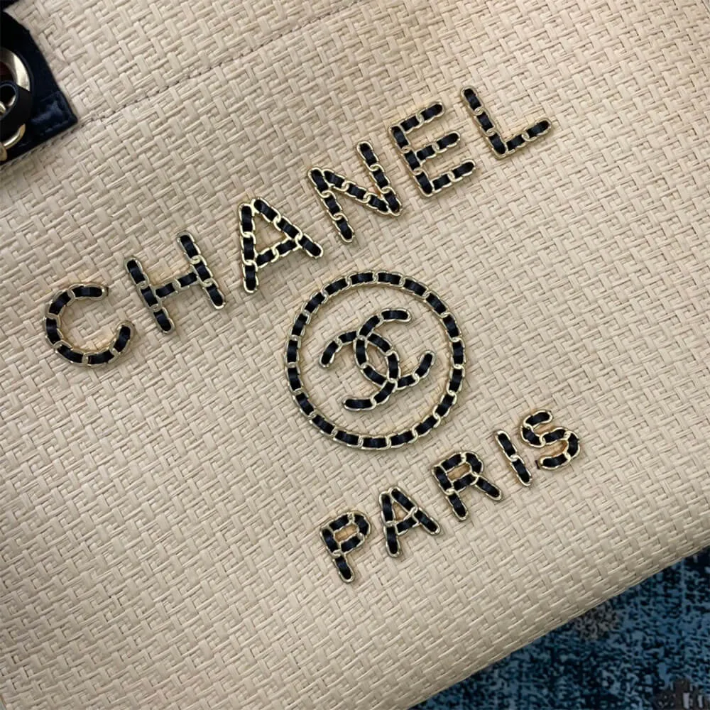 CC Deauville Tote Woven Chain Leather Logo 21S