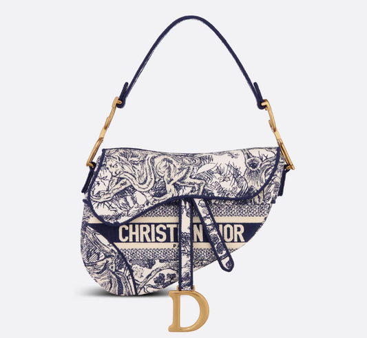 CD SADDLE BAG Blue Toile de Jouy Embroidery Reference: M0446CTDT_M808